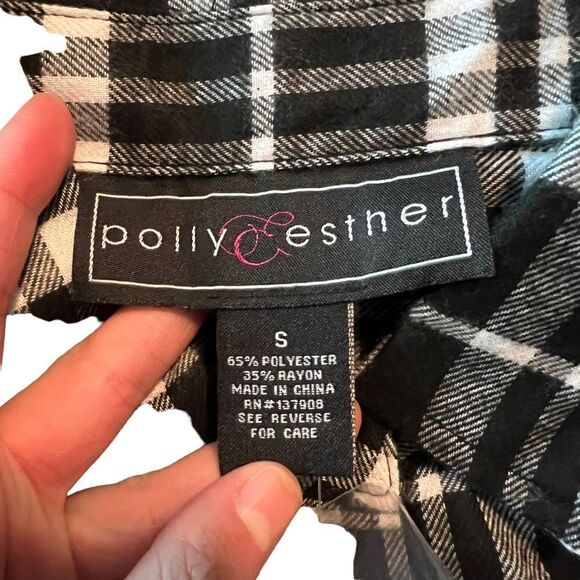 NWT!‎ Polly & Esther black & white flannel shirt - Picture 4 of 11